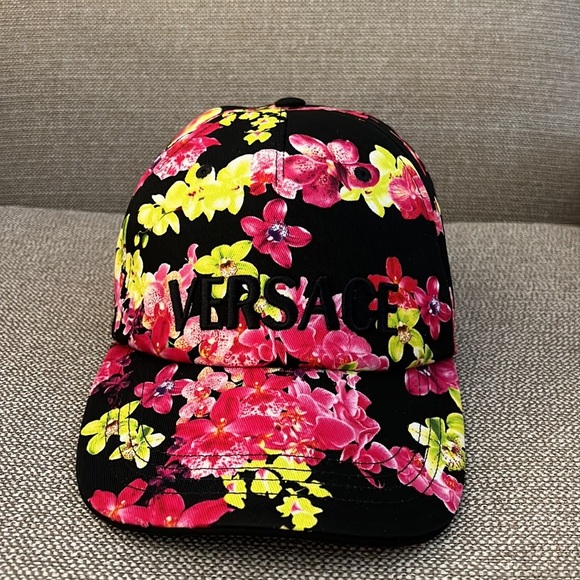 Versace unisex logo monogram Orchid-Print Baseball Hat cap NEW - Picture 5 of 10